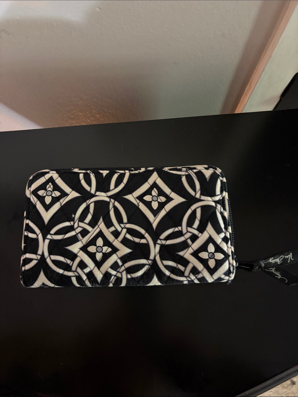 Be Black and White Geometric Zip Wallet